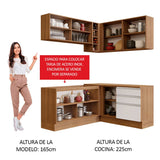 Cocina Integral Esquinero Modular Glamy Marron y Blanco 329x225cm sin Mesón sin Estufa con Tres Cajones y con Diecisiete Entrepaños - COCINAS | Bylmo
