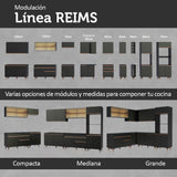 Cocina Integral Esquinero Modular Reims Negro 392x210cm con Mesón de Madera Aglomerada Mdp sin Estufa con Tres Cajones y con Diecisiete Entrepaños - COCINAS | Bylmo