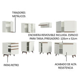 Cocina Integral Esquinero Modular Reims Blanco 392x210cm con Mesón de Madera Aglomerada Mdp sin Estufa con Tres Cajones y con Diecinueve Entrepaños - COCINAS | Bylmo