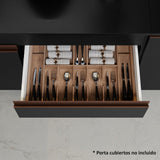 Cocina Integral Esquinero Modular Reims Negro 402x210cm con Mesón de Madera Aglomerada Mdp sin Estufa con Un Cajón y con Diecisiete Entrepaños - COCINAS | Bylmo