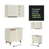Cocina Integral Esquinero Modular Reims Blanco 462x210cm con Mesón de Madera Aglomerada Mdp sin Estufa con Tres Cajones y con Veinticuatro Entrepaños - COCINAS | Bylmo