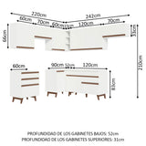 Cocina Integral Esquinero Modular Reims Blanco 462x210cm con Mesón de Madera Aglomerada Mdp sin Estufa con Cuatro Cajones y con Diecisiete Entrepaños - COCINAS | Bylmo