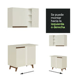 Cocina Integral Esquinero Modular Reims Blanco 462x210cm con Mesón de Madera Aglomerada Mdp sin Estufa con Cuatro Cajones y con Diecisiete Entrepaños - COCINAS | Bylmo