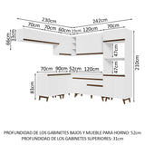 Cocina Integral Esquinero Modular Reims Blanco 472x210cm con Mesón de Madera Aglomerada Mdp sin Estufa con Un Cajón y con Veintidós Entrepaños - COCINAS | Bylmo