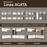 Cocina Integral Modular Agata Marron y Blanco 250x225cm sin Mesón sin Estufa con Tres Cajones y con Quince Entrepaños - COCINAS | Bylmo