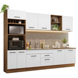 Cocina Integral Modular Agata Marron y Blanco 310x225cm sin Mesón sin Estufa con Dos Cajones y con Dieciocho Entrepaños - COCINAS | Bylmo