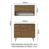 Cocina Integral Modular Emilly Cafe Oscuro 105x186cm con Mesón de Madera Aglomerada Mdp sin Estufa con Un Cajón y con Cinco Entrepaños - COCINAS | Bylmo