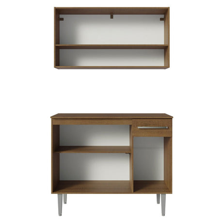 Cocina Integral Modular Emilly Cafe Oscuro 105x186cm con Mesón de Madera Aglomerada Mdp sin Estufa con Un Cajón y con Cinco Entrepaños - COCINAS | Bylmo