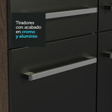 Cocina Integral Modular Emilly Marron y Negro 105x186cm con Mesón de Acero Inoxidable sin Estufa con Un Cajón y con Cinco Entrepaños - COCINAS | Bylmo