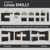 Cocina Integral Modular Emilly Marron y Negro 105x186cm con Mesón de Acero Inoxidable sin Estufa con Un Cajón y con Cinco Entrepaños - COCINAS | Bylmo