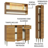 Cocina Integral Modular Emilly Art Marron 137x186cm con Mesón de Madera Aglomerada Mdp sin Estufa con Un Cajón y con Nueve Entrepaños - COCINAS | Bylmo