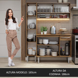 Cocina Integral Modular Emilly Marron 137x186cm con Mesón de Madera Aglomerada Mdp sin Estufa con Un Cajón y con Diez Entrepaños - COCINAS | Bylmo