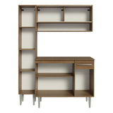 Cocina Integral Modular Emilly Marron 137x186cm con Mesón de Madera Aglomerada Mdp sin Estufa con Un Cajón y con Diez Entrepaños - COCINAS | Bylmo