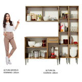 Cocina Integral Modular Emilly Voice Marron 169x186cm con Mesón de Madera Aglomerada Mdp sin Estufa con Un Cajón y con Trece Entrepaños - COCINAS | Bylmo
