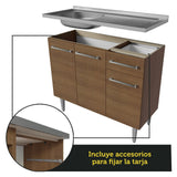 Cocina Integral Modular Emilly Marron 169x186cm con Mesón de Acero Inoxidable sin Estufa con Un Cajón y con Trece Entrepaños - COCINAS | Bylmo