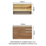 Cocina Integral Modular Glamy Marron 120x225cm sin Mesón sin Estufa con Tres Cajones y con Siete Entrepaños - COCINAS | Bylmo