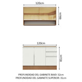 Cocina Integral Modular Glamy Marron y Blanco 120x225cm sin Mesón sin Estufa con Tres Cajones y con Siete Entrepaños - COCINAS | Bylmo