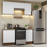 Cocina Integral Modular Glamy Marron y Blanco 160x225cm con Mesón de Madera Aglomerada MDP sin Estufa y con Cinco Puertas - COCINAS | Bylmo