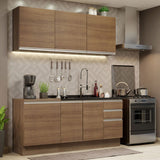 Cocina Integral Modular Glamy Marron 180x225cm sin Mesón sin Estufa con Tres Cajones y con Diez Entrepaños - COCINAS | Bylmo