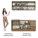 Cocina Integral Modular Glamy Marron 180x225cm sin Mesón sin Estufa con Tres Cajones y con Diez Entrepaños - COCINAS | Bylmo