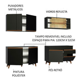 Cocina Integral Modular Reims Negro 240x210cm con Mesón de Madera Aglomerada Mdp sin Estufa con Un Cajón y con Trece Entrepaños - COCINAS | Bylmo
