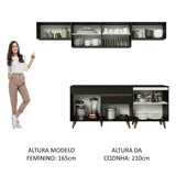 Cocina Integral Modular Reims Negro 260x210cm con Mesón de Madera Aglomerada Mdp sin Estufa con Un Cajón y con Diez Entrepaños - COCINAS | Bylmo