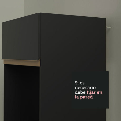 Cocina Integral Modular Reims Negro 320x210cm con Mesón de Madera Aglomerada Mdp sin Estufa con Tres Cajones y con Quince Entrepaños - COCINAS | Bylmo