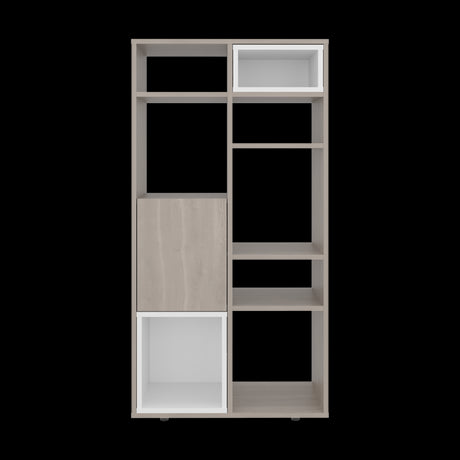 Biblioteca Momi Bardolino y Blanco 61.6x120cm Rectangular con Ocho Compartimientos y Seis Entrepaños - BIBLIOTECAS Y ESTANTERIAS | Bylmo