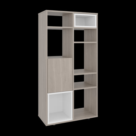 Biblioteca Momi Bardolino y Blanco 61.6x120cm Rectangular con Ocho Compartimientos y Seis Entrepaños - BIBLIOTECAS Y ESTANTERIAS | Bylmo