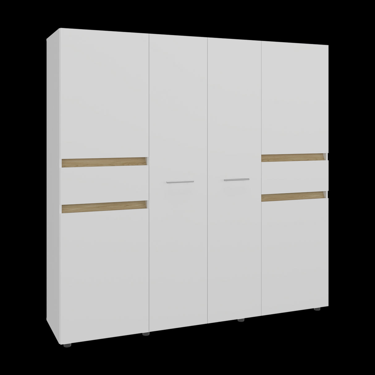 Closet Berino Blanco y Fresno Europeo 200x200cm con Seis Puertas y Diez Compartimientos - CLOSETS | Bylmo