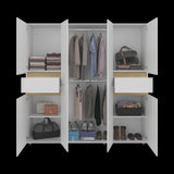 Closet Berino Blanco y Fresno Europeo 200x200cm con Seis Puertas y Diez Compartimientos - CLOSETS | Bylmo