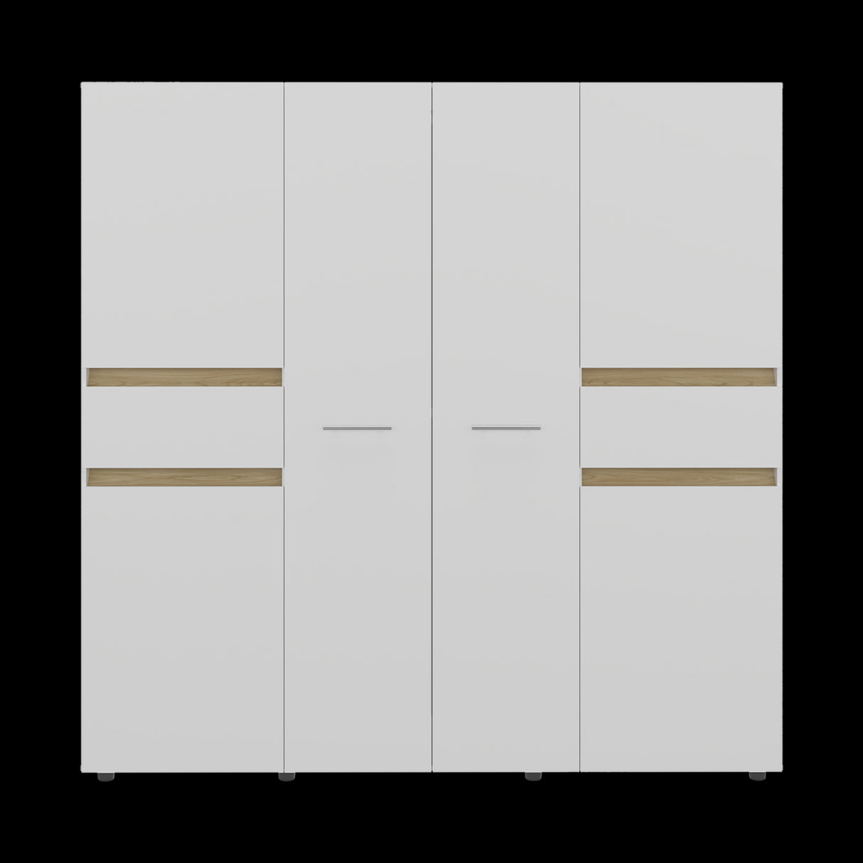 Closet Berino Blanco y Fresno Europeo 200x200cm con Seis Puertas y Diez Compartimientos - CLOSETS | Bylmo