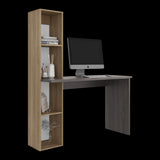 Escritorio con Biblioteca Aston Fresno Europeo y Carbón 120.3x145.8cm sin Cajones - ESCRITORIOS | Bylmo