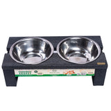 Comedero Ekopet Negro 40x12cm con Dos Tazones y para Mascotas Medianas - COMEDEROS PARA MASCOTAS | Bylmo