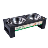 Comedero Ekopet Negro 40x12cm con Dos Tazones y para Mascotas Medianas - COMEDEROS PARA MASCOTAS | Bylmo