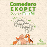 Comedero Ekopet Negro 40x12cm con Dos Tazones y para Mascotas Medianas - COMEDEROS PARA MASCOTAS | Bylmo