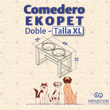 Comedero Ekopet Negro 49x32cm con Dos Tazones y para Perro Grande - COMEDEROS PARA MASCOTAS | Bylmo