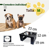 Comedero Ekopet Negro 23x12cm con un Tazón y para Mascotas Pequeñas - COMEDEROS PARA MASCOTAS | Bylmo