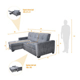 Sofá en L Atlas Gris 220x92cm De Tres Puestos Reclinable con Almacenamiento Derecho y con Apoya Brazos