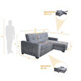 Sofá en L Atlas Gris 220x92cm De Tres Puestos Reclinable con Almacenamiento Izquierdo y con Apoya Brazos