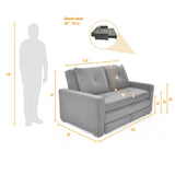 Sofá Cama Torino Gris 147x87cm De Dos Puestos Reclinable y con Apoya Brazos - SOFAS Y POLTRONAS | Bylmo