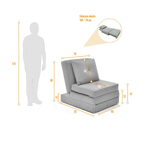 Poltrona Torino Plata 78x86cm De Un Puesto Reclinable - SOFAS Y POLTRONAS | Bylmo