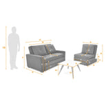 Sala Torino Gris y Blanco Natural 147x87cm con Sofacama Poltrona y Mesa de Centro - SOFAS Y POLTRONAS | Bylmo