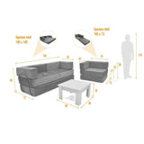 Sala Nablus Plata 196x68cm con Sofacama Poltrona y Mesa de Centro - SOFAS Y POLTRONAS | Bylmo