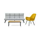 Sala Nivala Plata y Mostaza 187x83cm De Cuatro Puestos Reclinable y sin Apoya Brazos - SOFAS Y POLTRONAS | Bylmo