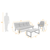 Sala Nivala Plata y Mostaza 187x83cm De Cuatro Puestos Reclinable y sin Apoya Brazos - SOFAS Y POLTRONAS | Bylmo