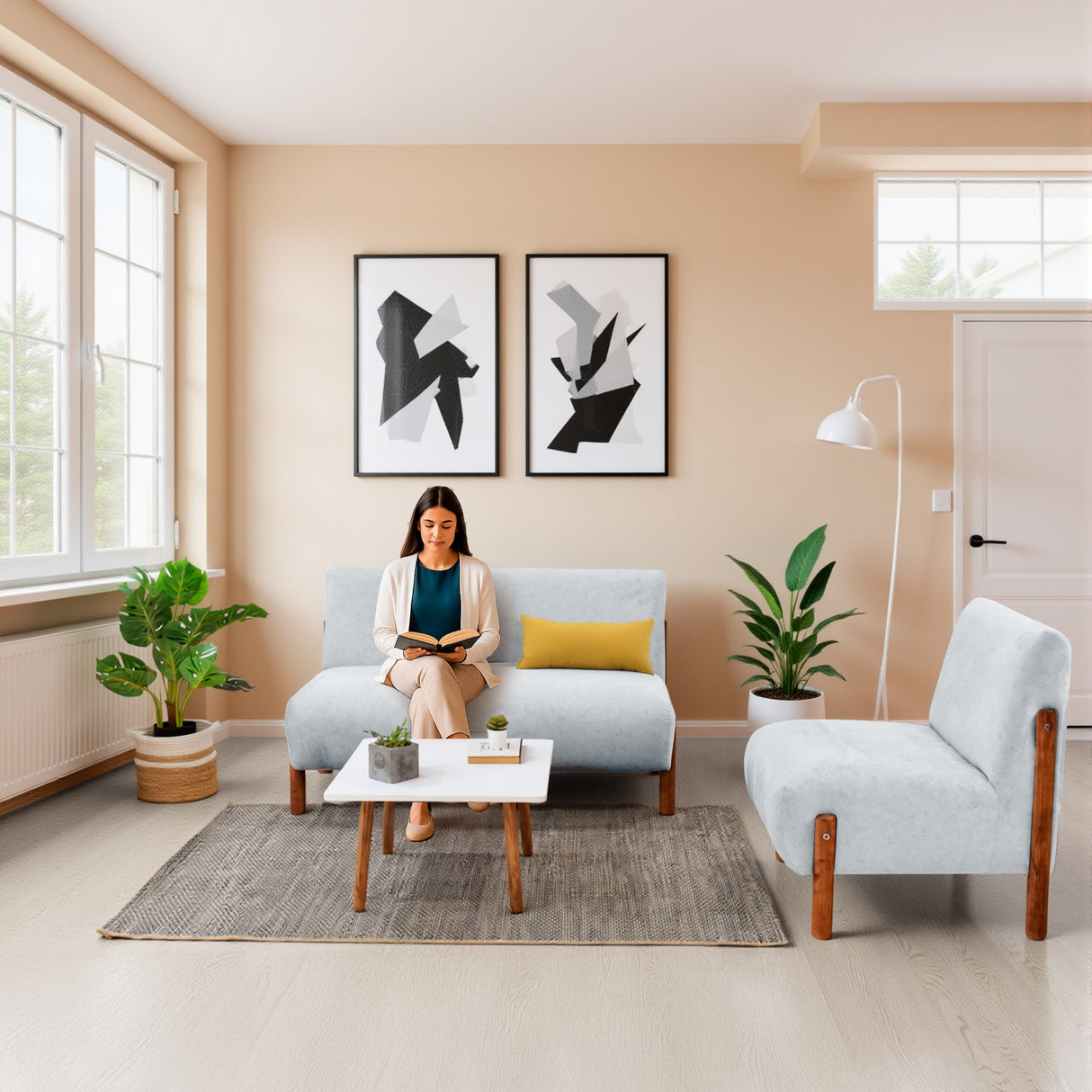 Sofá Dubi Plata 123x73cm De Dos Puestos y sin Apoya Brazos - SOFAS Y POLTRONAS | Bylmo