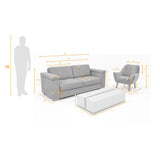 Sala Montenegro Plata y Mostaza 207x82cm con Sofacama Poltrona y Mesa de Centro - SOFAS Y POLTRONAS | Bylmo