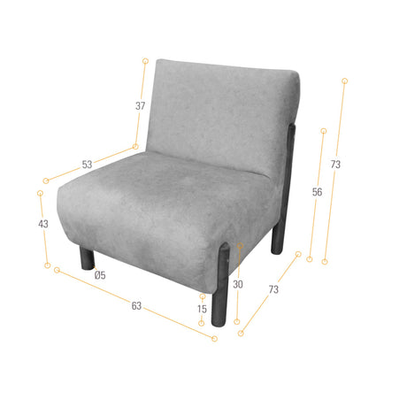 Poltrona Dubi Beige 63x73cm De Un Puesto y sin Apoya Brazos - SOFAS Y POLTRONAS | Bylmo