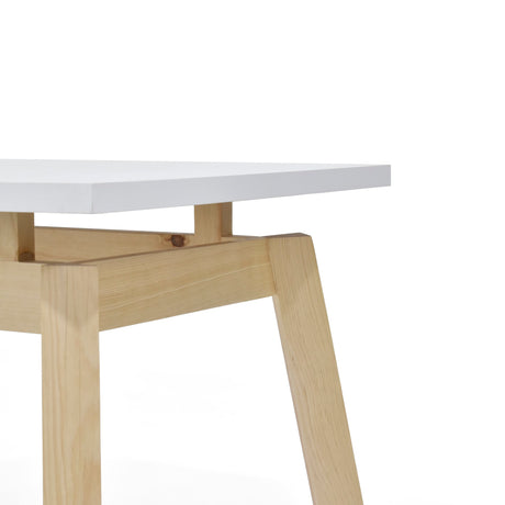 Mesa de Comedor Tyrone Blanco y Matiz Natural 120x76cm Cuadrado de Cuatro Puestos sin Sillas - COMEDORES | Bylmo